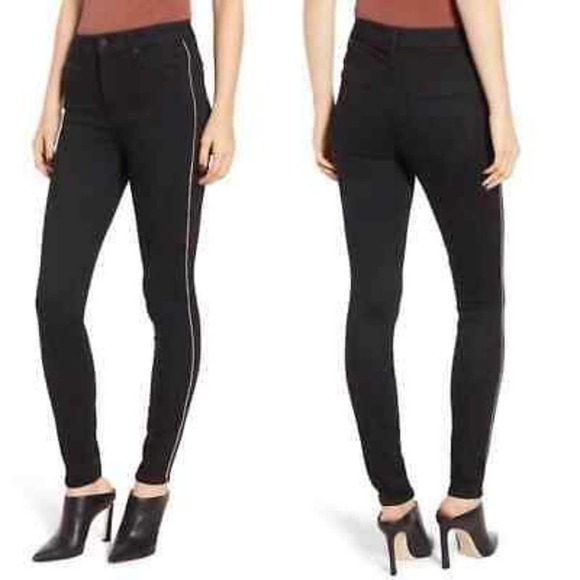 MOTHER Denim - Mother | High Waisted Looker Not Guilty One Liner Black Gold Skinny Jeans 27